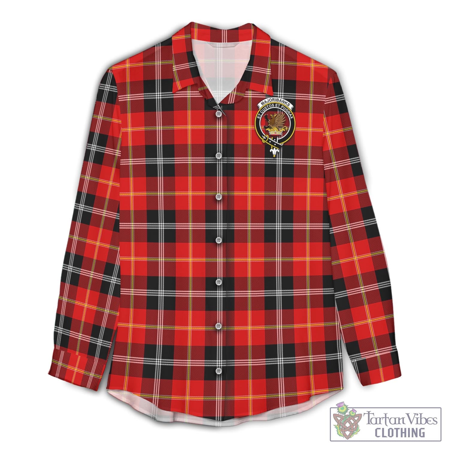 Tartan Vibes Clothing Majoribanks Tartan Womens Casual Shirt with Family Crest