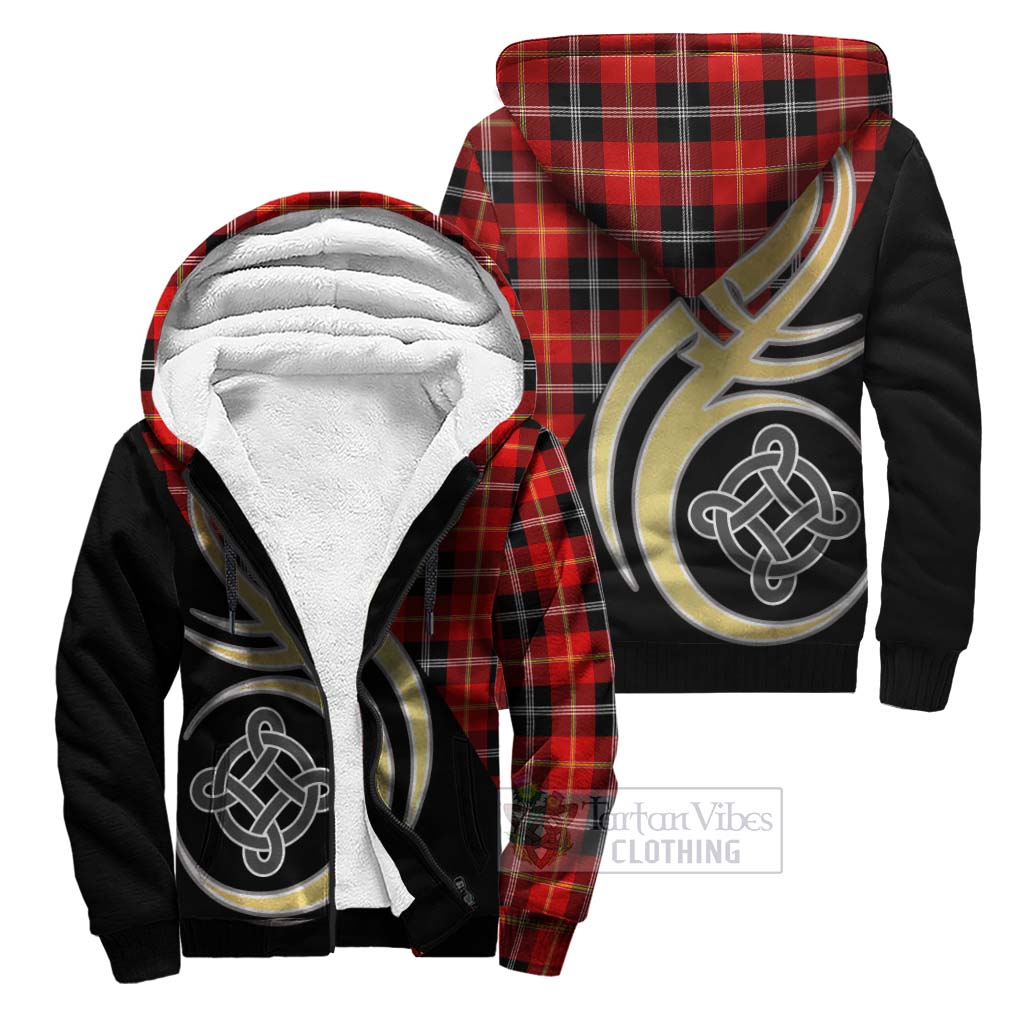 Majoribanks Tartan Sherpa Hoodie with Family Crest and Celtic Symbol Style Unisex S - Tartan Vibes Clothing