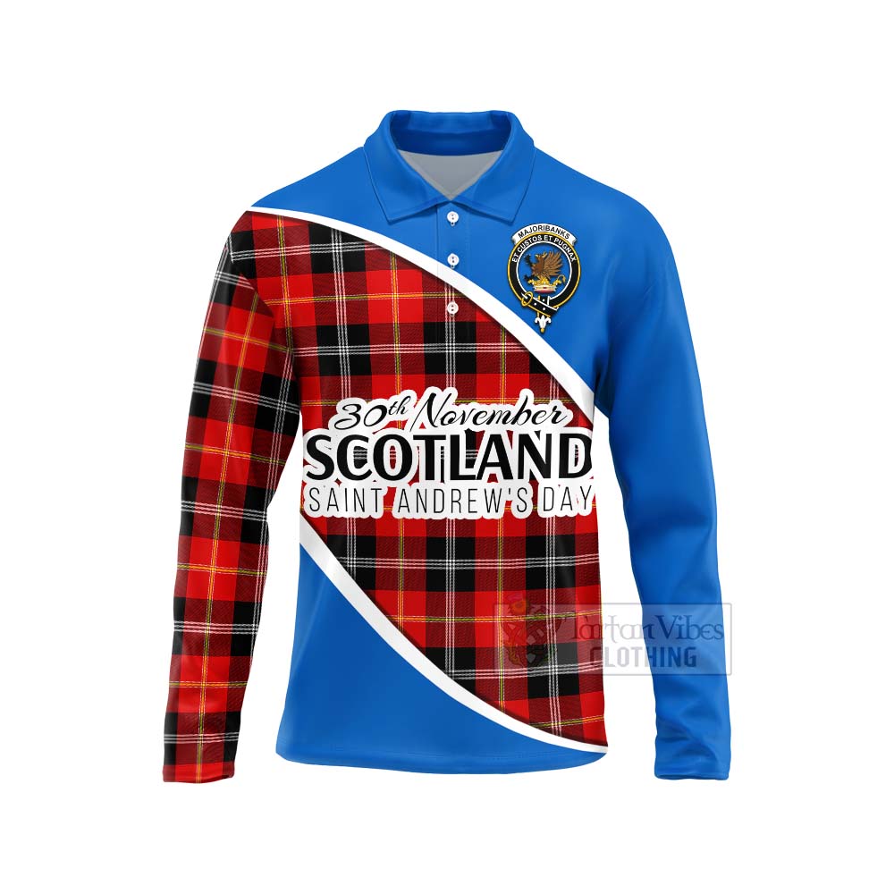 Tartan Vibes Clothing Majoribanks Family Crest Tartan Long Sleeve Polo Shirt Celebrate Saint Andrew's Day in Style