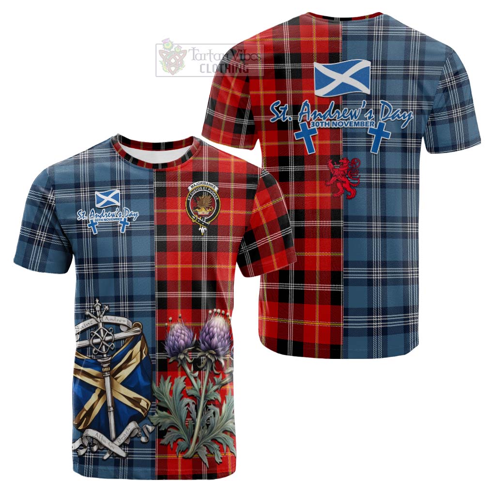 Tartan Vibes Clothing Majoribanks Tartan Cotton T-shirt Happy St. Andrew's Day Half Tartan Style