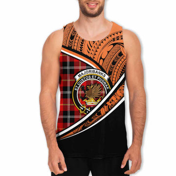 Majoribanks Crest Tartan Men's Tank Top with Polynesian Vibes Style - Orange Version