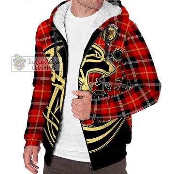 Majoribanks Tartan Sherpa Hoodie with Family Crest Celtic Wolf Style