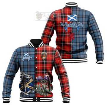 Majoribanks Tartan Baseball Jacket Happy St. Andrew's Day Half Tartan Style