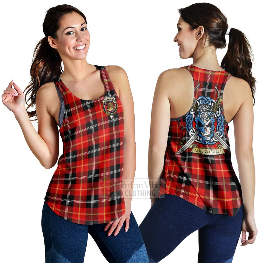 Tartan Vibes Clothing Majoribanks Tartan Women's Racerback Tanks with Family Crest Celtic Skull Style