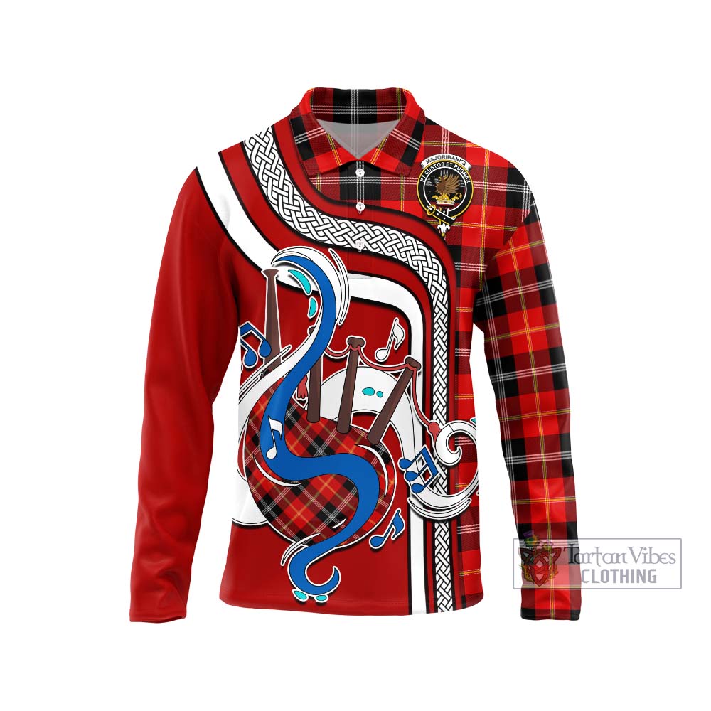 Tartan Vibes Clothing Majoribanks Tartan Long Sleeve Polo Shirt with Epic Bagpipe Style