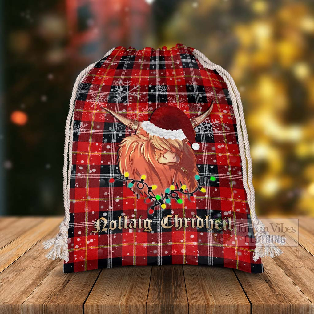 Tartan Vibes Clothing Majoribanks Tartan Christmas Santa's Bag with Highland Cow