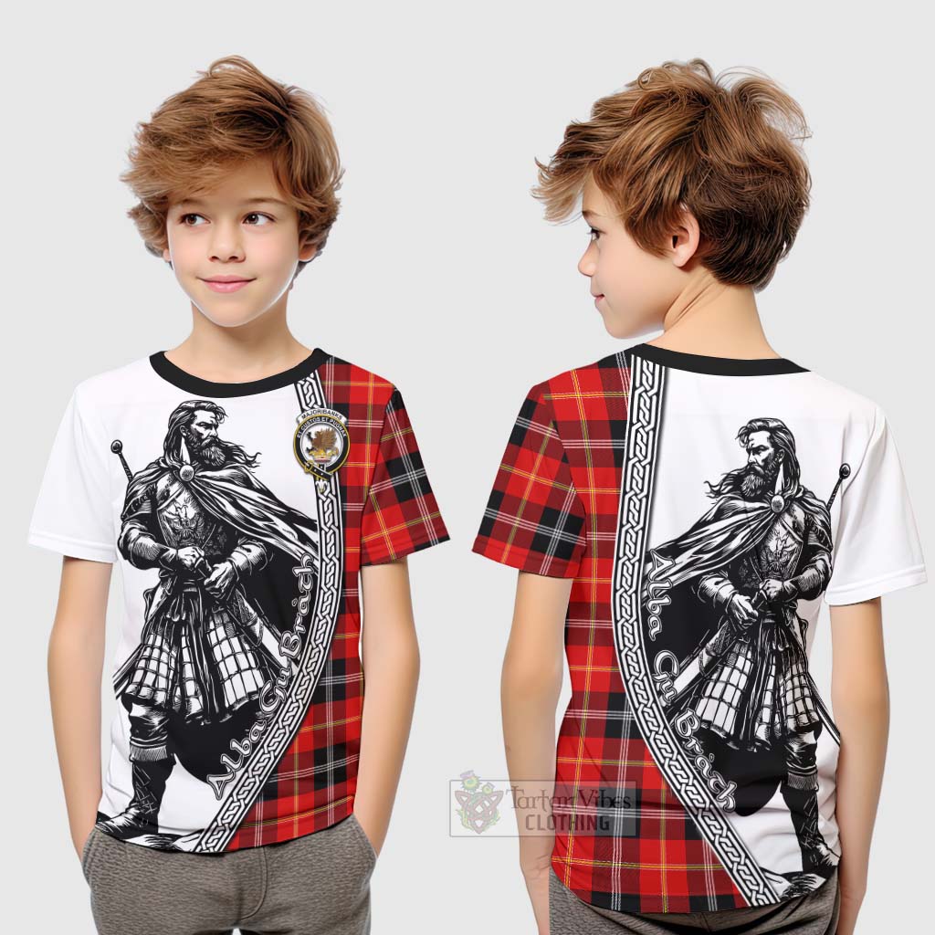 Tartan Vibes Clothing Majoribanks Tartan Clan Crest Kid T-Shirt with Highlander Warrior Celtic Style