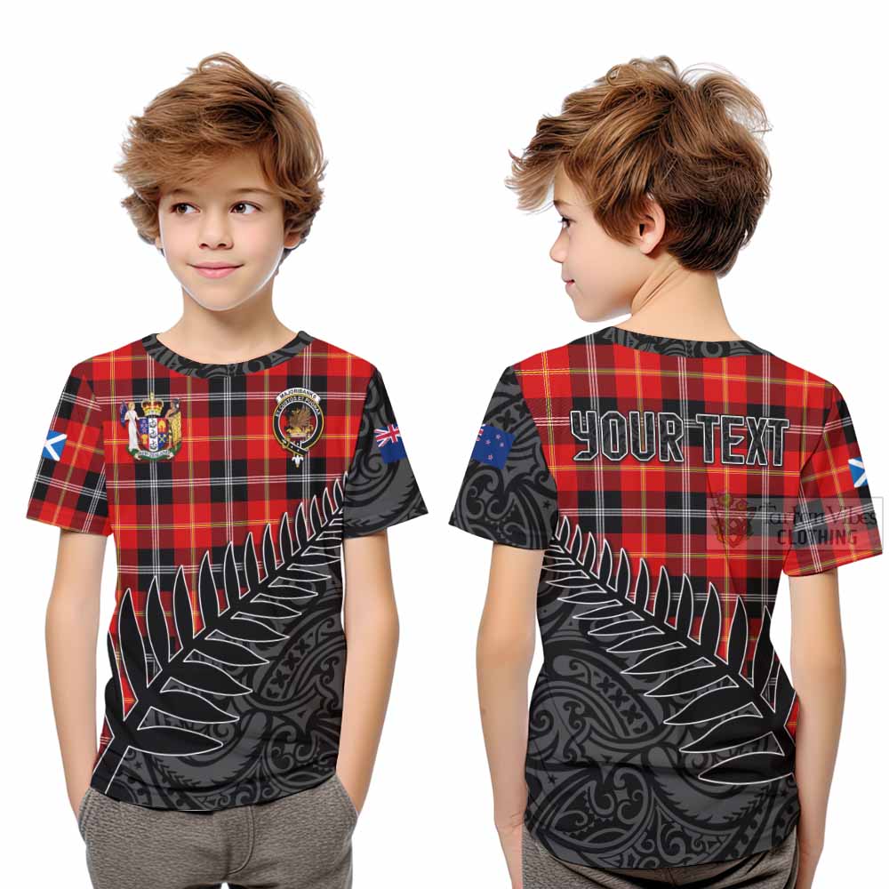 Tartan Vibes Clothing Majoribanks Crest Tartan Kid T-Shirt with New Zealand Silver Fern Half Style