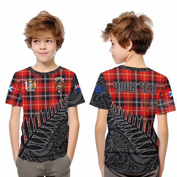 Majoribanks Crest Tartan Kid T-Shirt with New Zealand Silver Fern Half Style