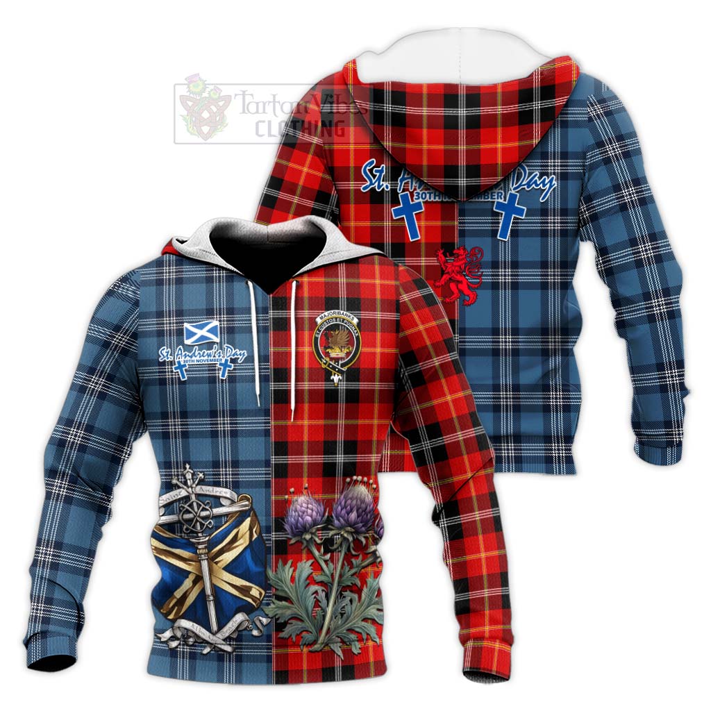 Tartan Vibes Clothing Majoribanks Tartan Knitted Hoodie Happy St. Andrew's Day Half Tartan Style