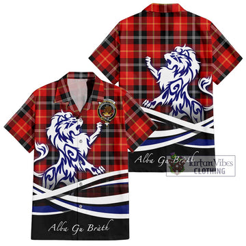 Majoribanks Tartan Short Sleeve Button Shirt with Alba Gu Brath Regal Lion Emblem