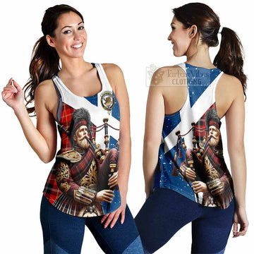 Majoribanks Tartan Women's Racerback Tanks with Family Crest Scottish Bagpiper Vibes