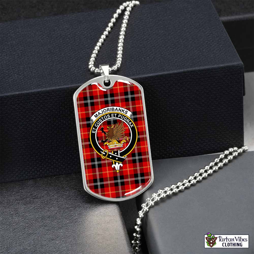 Tartan Vibes Clothing Majoribanks Tartan Dog Tag Necklace with Family Crest