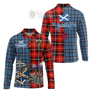 Majoribanks Tartan Long Sleeve Polo Shirt Happy St. Andrew's Day Half Tartan Style