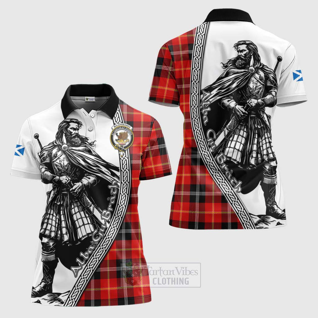 Tartan Vibes Clothing Majoribanks Tartan Clan Crest Women's Polo Shirt with Highlander Warrior Celtic Style