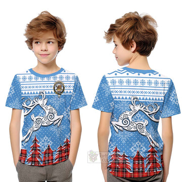 Majoribanks Clan Christmas Kid T-Shirt Celtic Reindeer Style