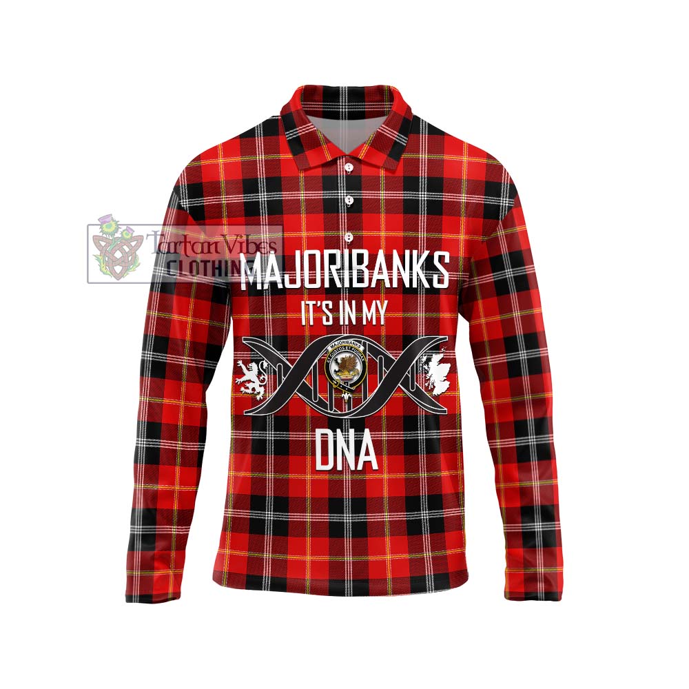 Tartan Vibes Clothing Majoribanks Tartan Long Sleeve Polo Shirt with Family Crest DNA In Me Style