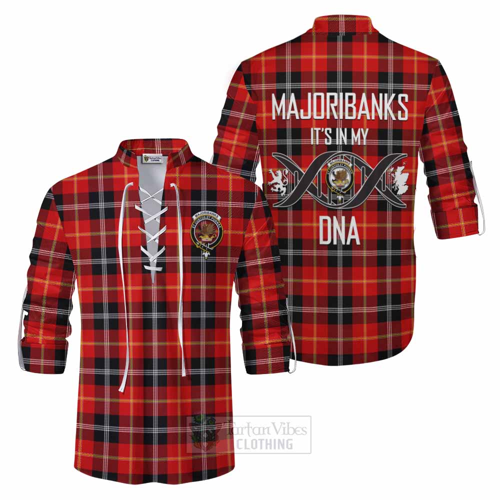 Tartan Vibes Clothing Majoribanks Tartan Ghillie Kilt Shirt with Family Crest DNA In Me Style