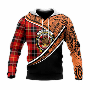 Majoribanks Crest Tartan Knitted Hoodie with Polynesian Vibes Style - Orange Version