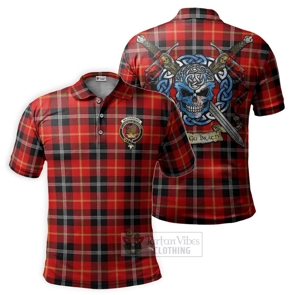 Tartan Vibes Clothing Majoribanks Tartan Polo Shirt with Family Crest Celtic Skull Style