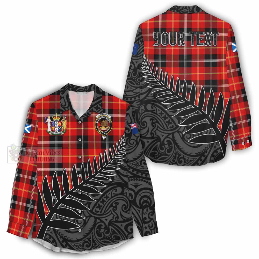 Tartan Vibes Clothing Majoribanks Crest Tartan Women's Casual Shirt with New Zealand Silver Fern Half Style