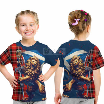 Majoribanks Tartan Family Crest Kid T-Shirt with Scottish Majestic Lion