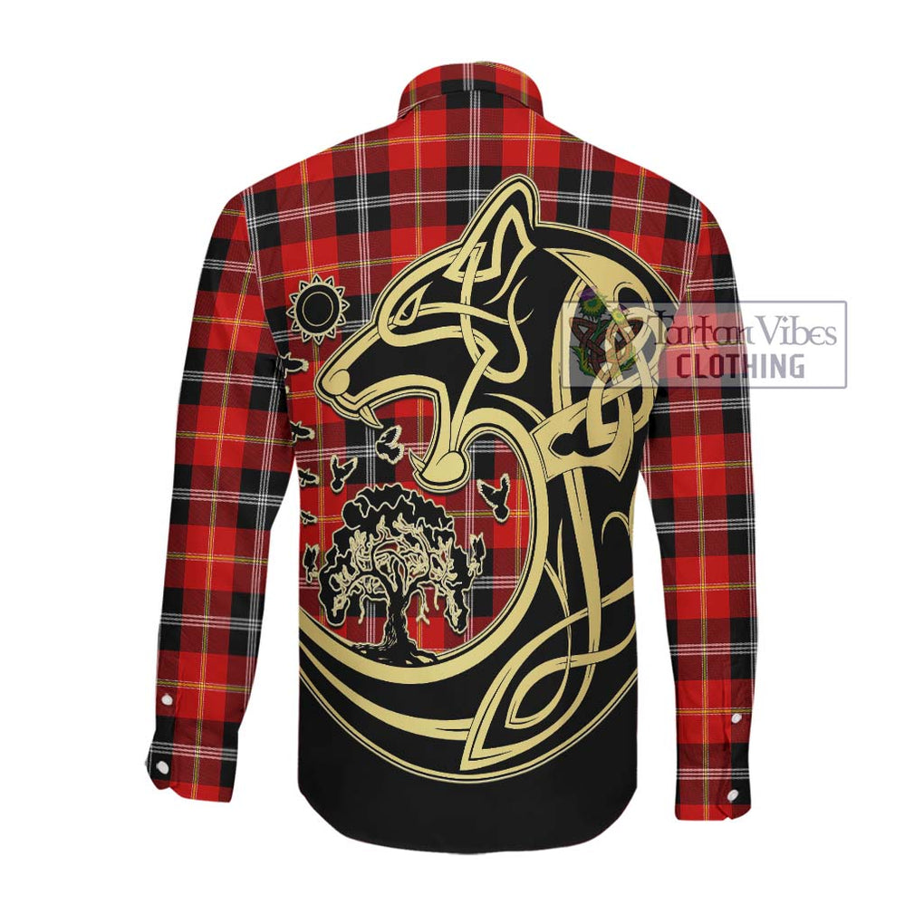 Majoribanks Tartan Long Sleeve Button Shirt with Family Crest Celtic Wolf Style Men's Shirt - Tartan Vibes Clothing