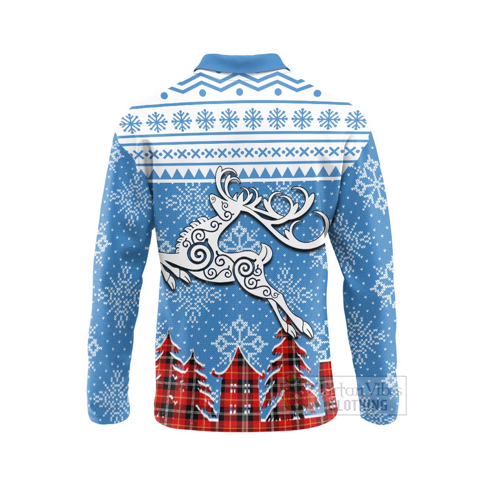 Tartan Vibes Clothing Majoribanks Clan Christmas Long Sleeve Polo Shirt Celtic Reindeer Style