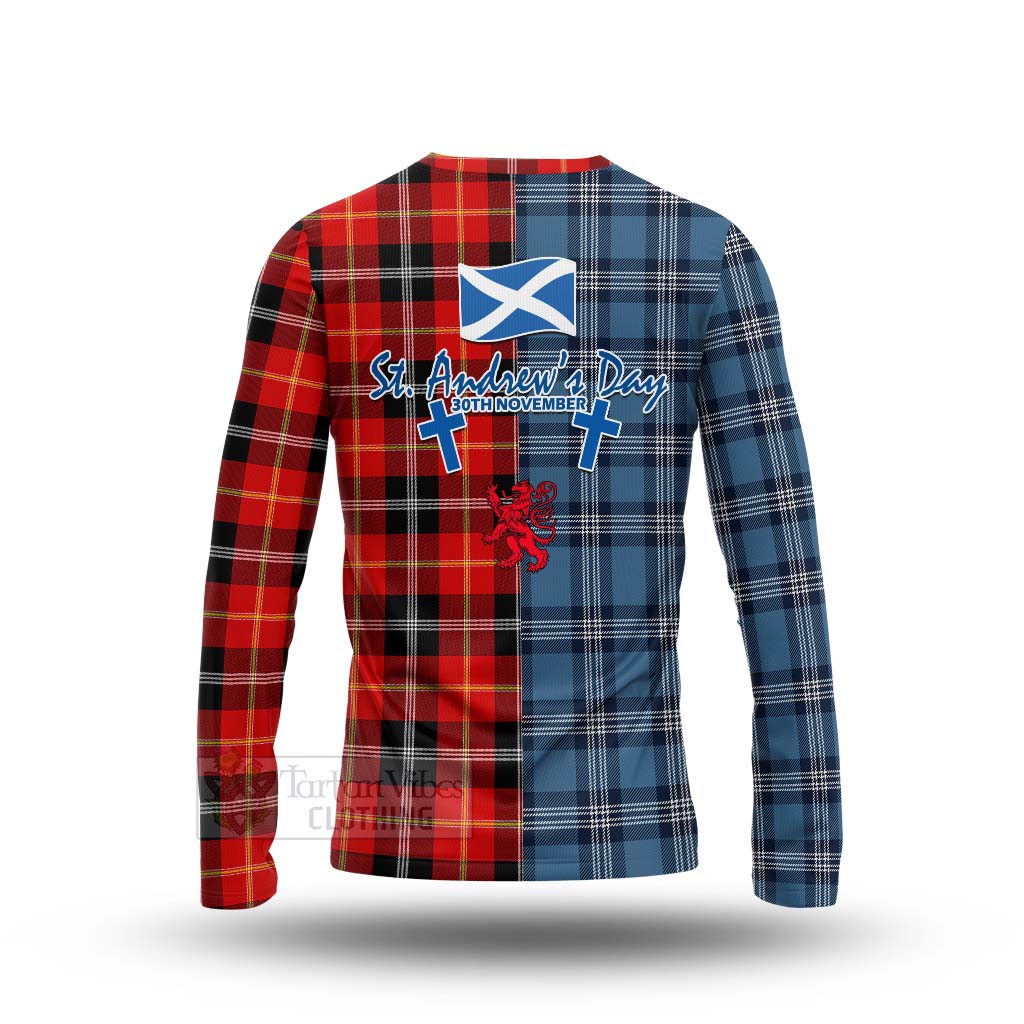 Tartan Vibes Clothing Majoribanks Tartan Long Sleeve T-Shirt Happy St. Andrew's Day Half Tartan Style