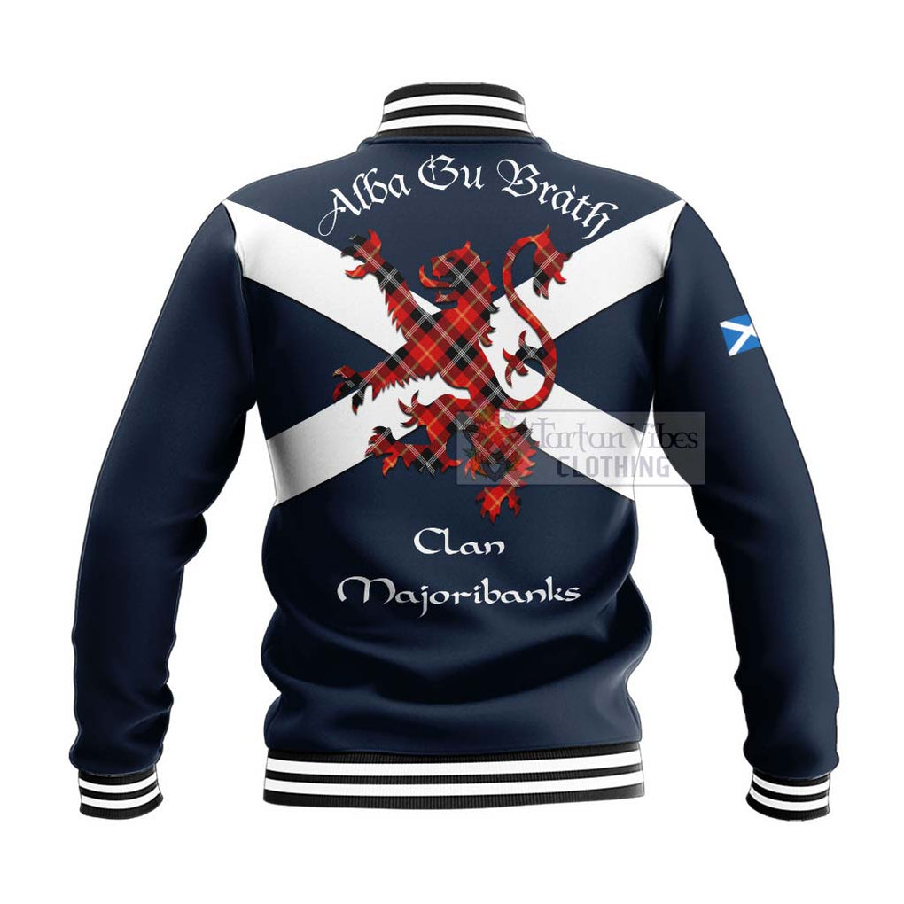 Tartan Vibes Clothing Majoribanks Tartan Lion Rampant Baseball Jacket – Proudly Display Your Heritage with Alba Gu Brath and Clan Name