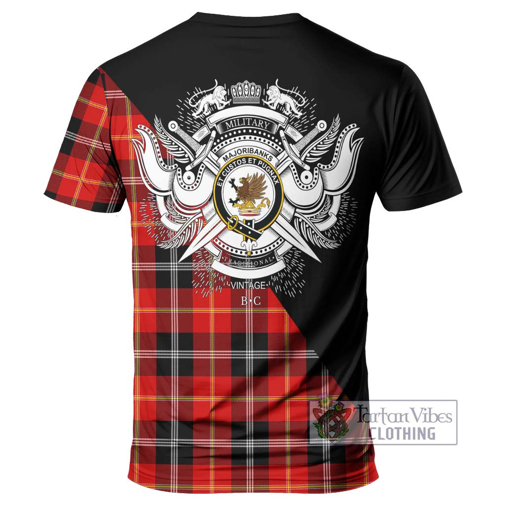 Majoribanks Tartan T-Shirt with Family Crest and Military Logo Style - Tartanvibesclothing Shop