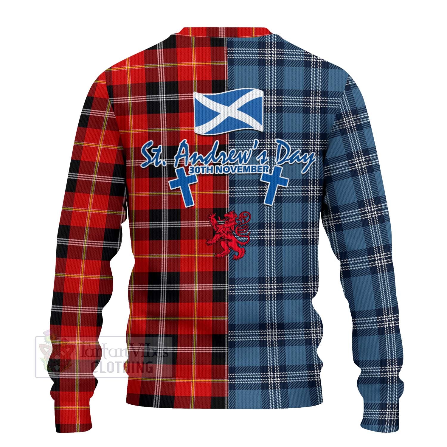 Tartan Vibes Clothing Majoribanks Tartan Knitted Sweater Happy St. Andrew's Day Half Tartan Style