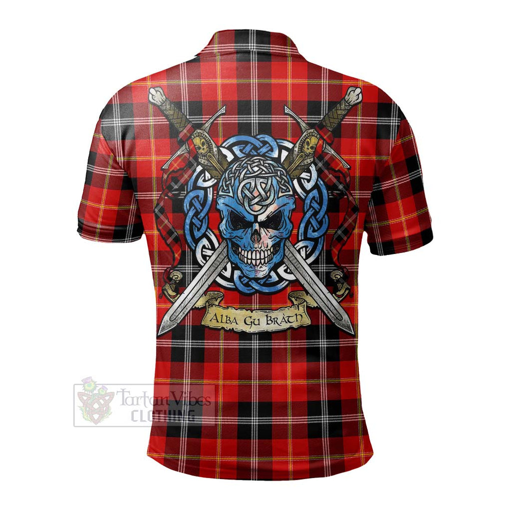 Tartan Vibes Clothing Majoribanks Tartan Polo Shirt with Family Crest Celtic Skull Style