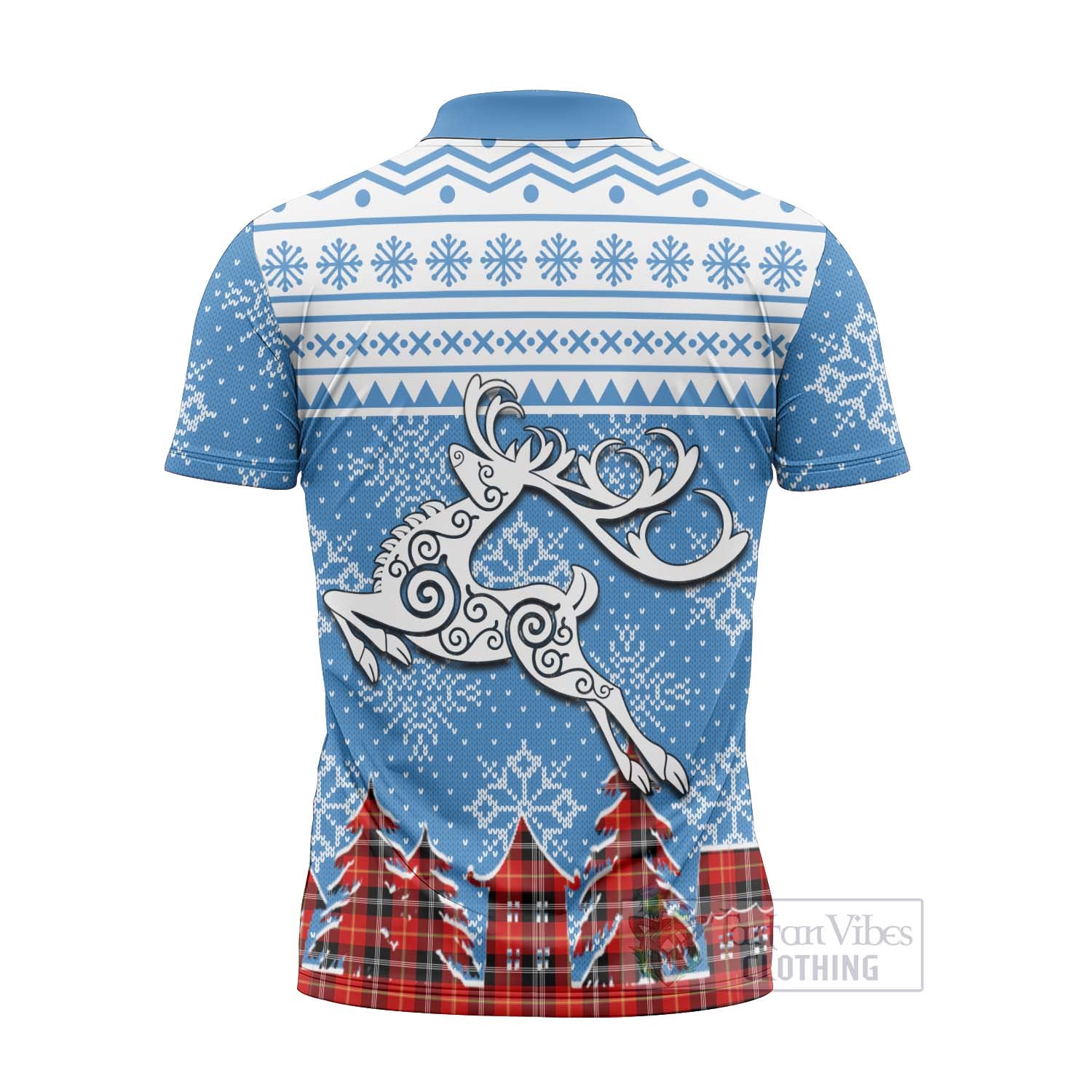 Tartan Vibes Clothing Majoribanks Clan Christmas Zipper Polo Shirt Celtic Reindeer Style