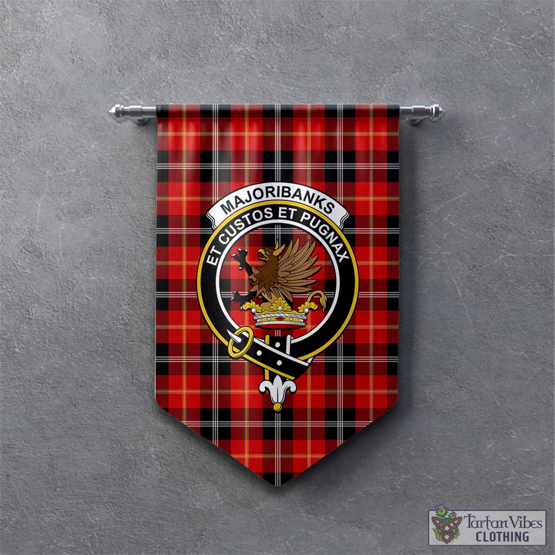 Tartan Vibes Clothing Majoribanks Tartan Gonfalon, Tartan Banner with Family Crest