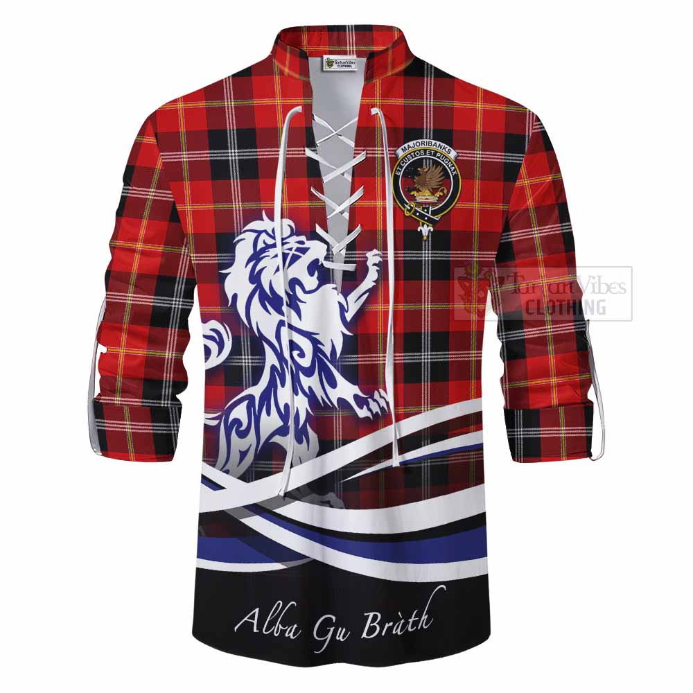 Tartan Vibes Clothing Majoribanks Tartan Ghillie Kilt Shirt with Alba Gu Brath Regal Lion Emblem