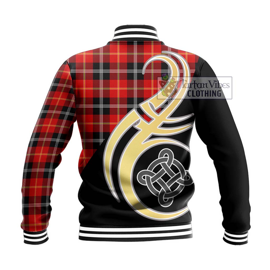 Tartan Vibes Clothing Majoribanks Tartan Baseball Jacket with Family Crest and Celtic Symbol Style