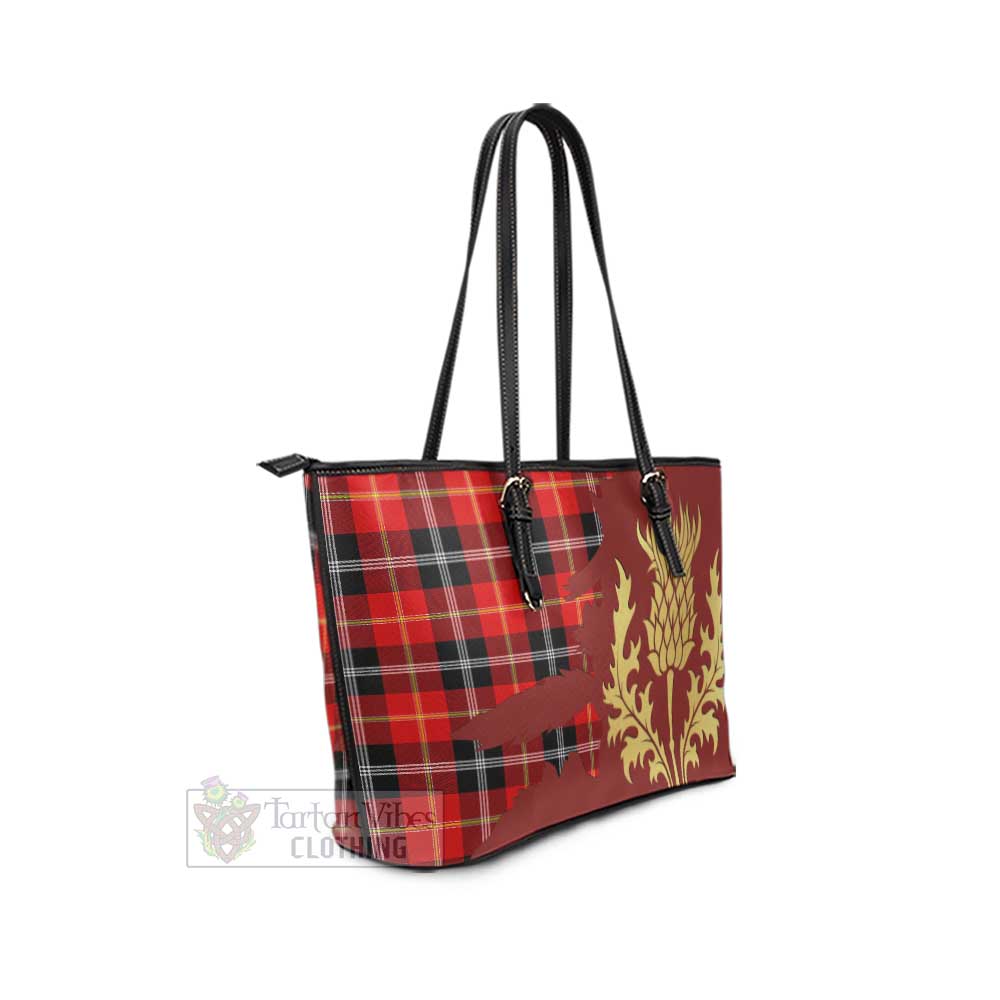 Majoribanks Tartan Leather Tote Bag Gold Thistle Style - Tartan Vibes Clothing