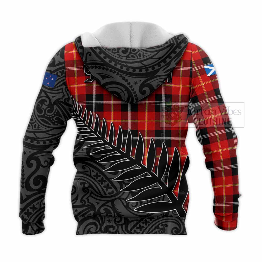 Tartan Vibes Clothing Majoribanks Crest Tartan Knitted Hoodie with New Zealand Silver Fern Half Style