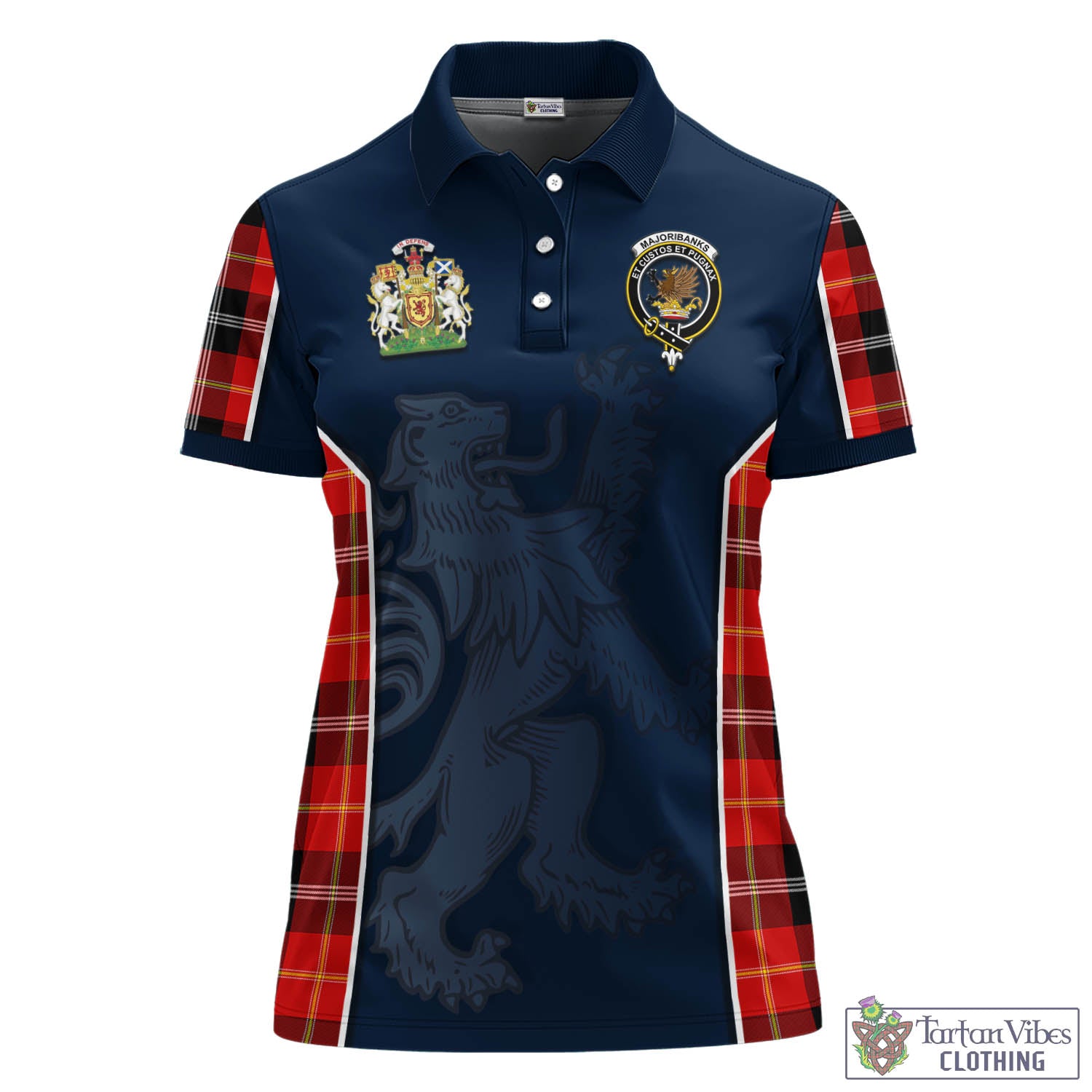 Tartan Vibes Clothing Majoribanks Tartan Women's Polo Shirt with Family Crest and Lion Rampant Vibes Sport Style