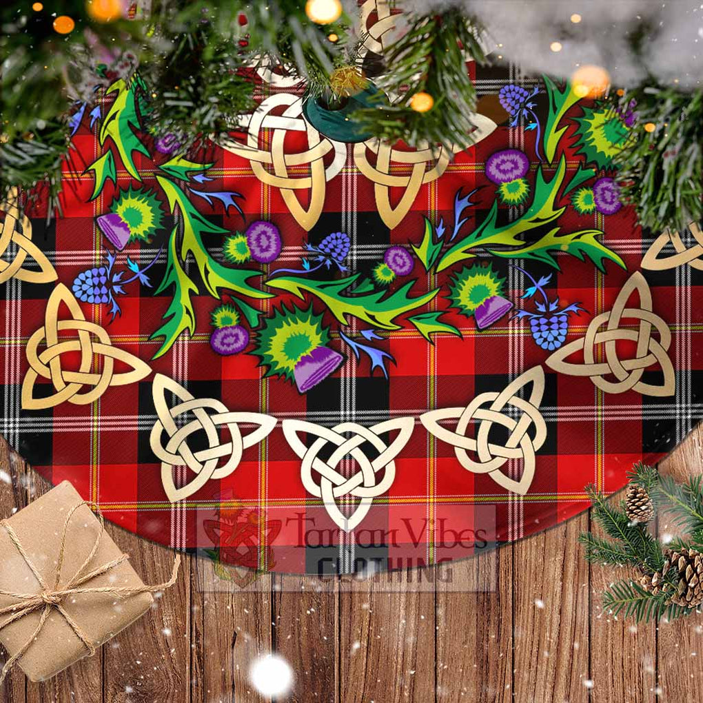 Tartan Vibes Clothing Majoribanks Tartan Christmas Tree Skirt with Thistle Celtic Knot Style