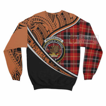 Majoribanks Crest Tartan Sweatshirt with Polynesian Vibes Style - Orange Version