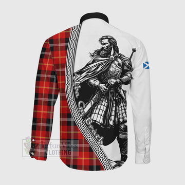 Majoribanks Tartan Clan Crest Long Sleeve Button Shirt with Highlander Warrior Celtic Style