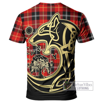 Majoribanks Tartan T-Shirt with Family Crest Celtic Wolf Style