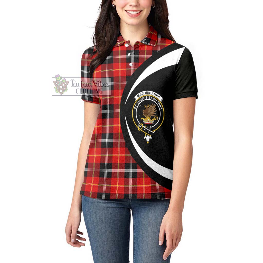 Tartan Vibes Clothing Majoribanks Tartan Women's Polo Shirt with Family Crest Circle Style