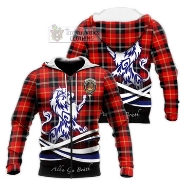 Majoribanks Tartan Knitted Hoodie with Alba Gu Brath Regal Lion Emblem