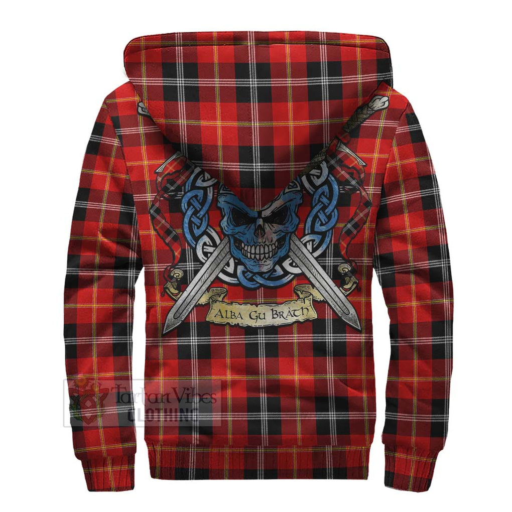 Tartan Vibes Clothing Majoribanks Tartan Sherpa Hoodie with Family Crest Celtic Skull Style