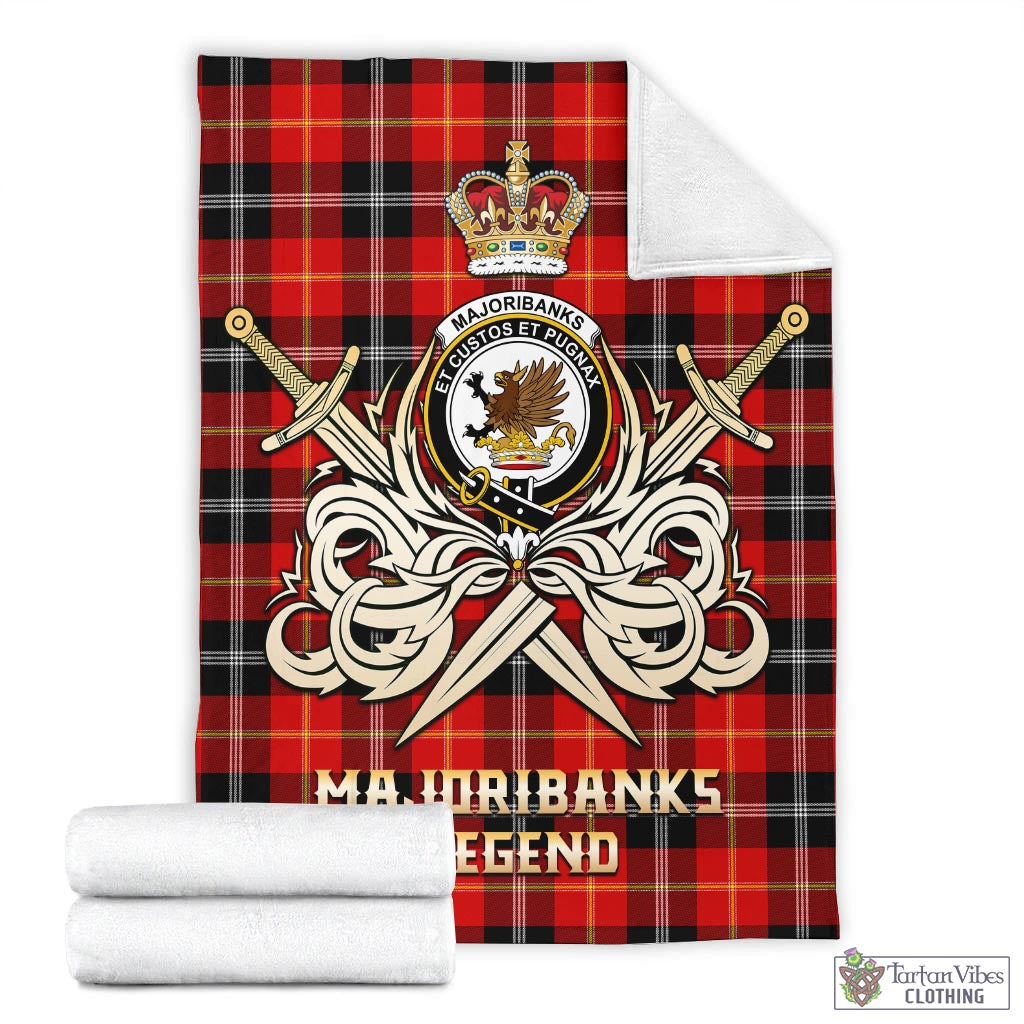 Tartan Vibes Clothing Majoribanks Tartan Blanket with Clan Crest and the Golden Sword of Courageous Legacy