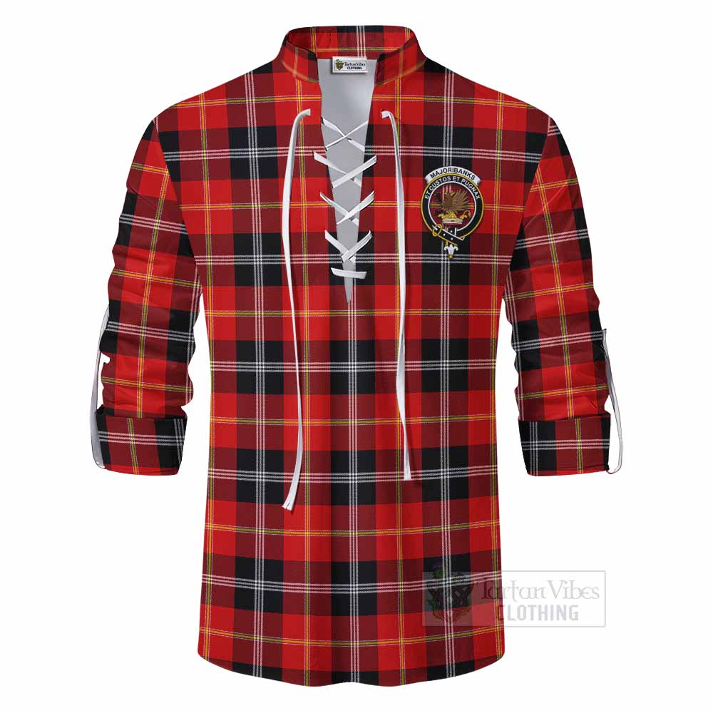 Tartan Vibes Clothing Majoribanks Tartan Ghillie Kilt Shirt with Family Crest DNA In Me Style