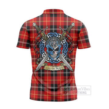 Majoribanks Tartan Zipper Polo Shirt with Family Crest Celtic Skull Style